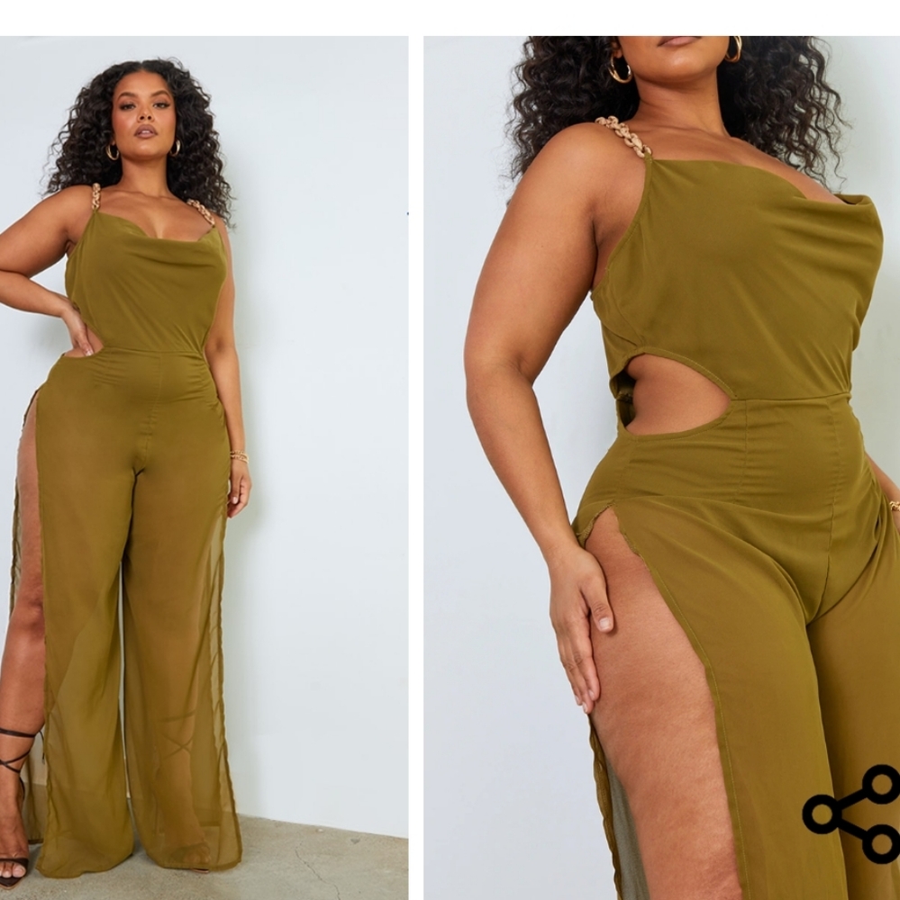 Olive Chain cut out jumpsuit